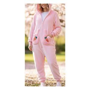 NEW Adult Onesie, Animal Bunny Costume, Sleepwear Pink Size S